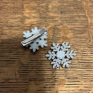 New Hair Clips Silver-Colored Jewelled Shiny Snowflakes Holiday Accessories